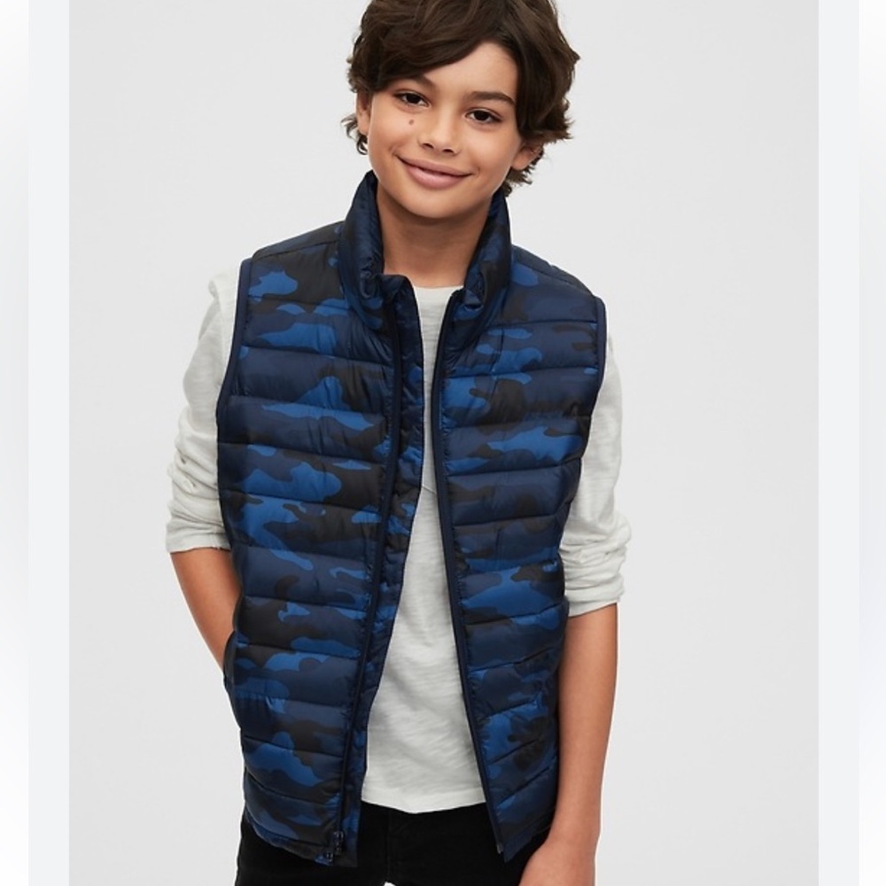 Blue black Camo Puffer Vest like new - unisex